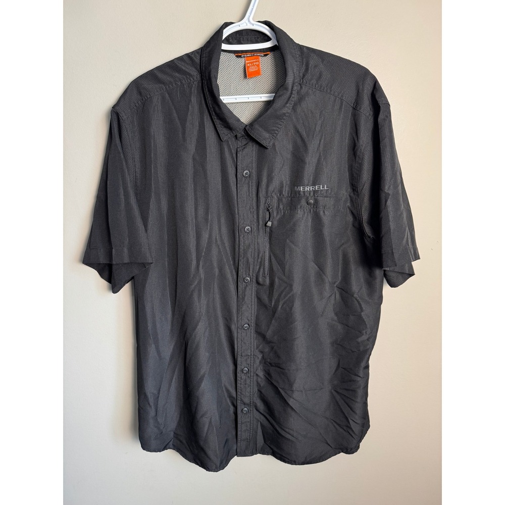 Merrell Mens Black Vented Hiking Shirt XL Gorpcore Outdoor Technical Ripstop